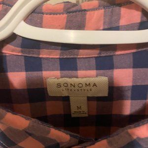 Men's Button-up Shirt by Sonoma. Pink/Blue Plaid